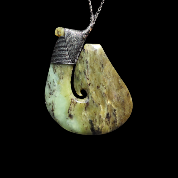 hei matau kokopu greenstone fishhook pendant by sands