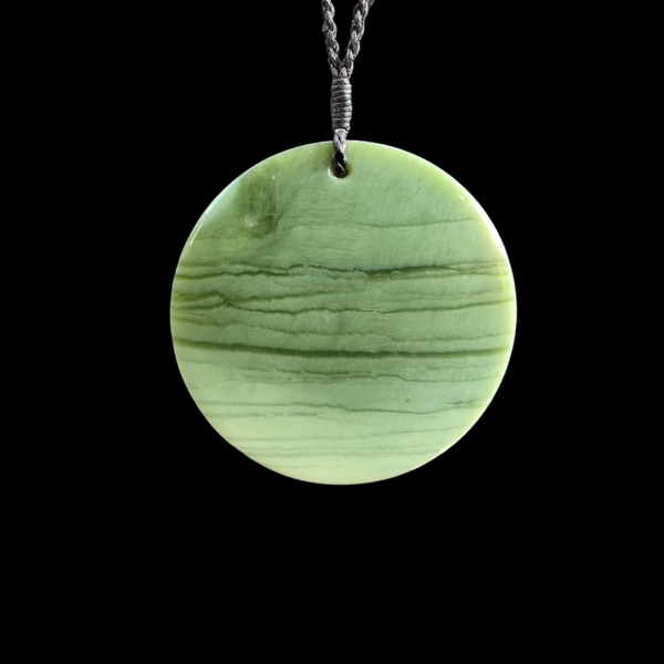Porohita Inanga- Greenstone Disc Pendant