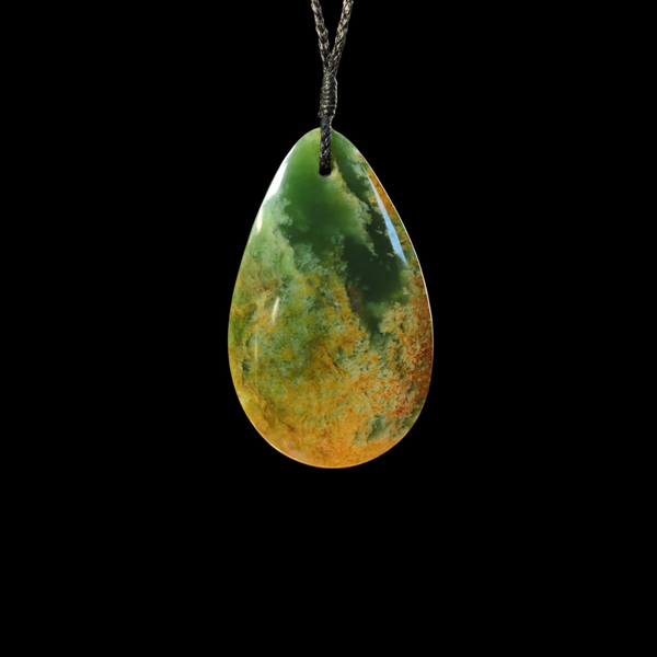 Roimata Flower Jade Raukaraka - Teardrop Pendant