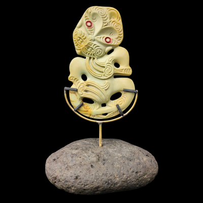 Double sided Hei Tiki Inanga - Greenstone Tiki Pendant