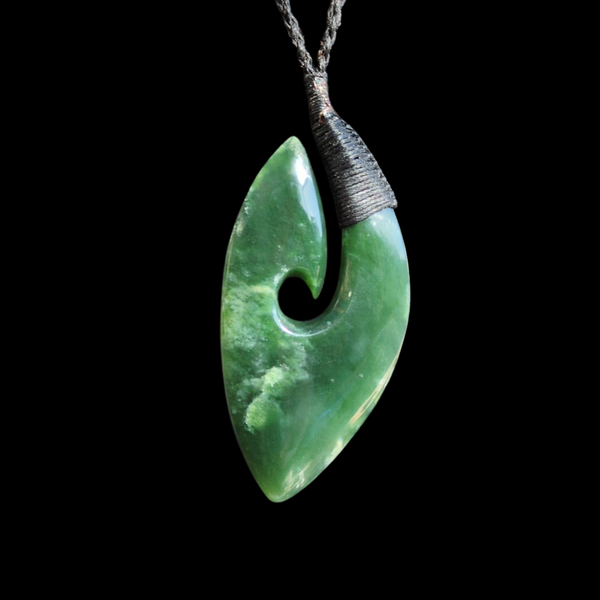 Hei Matau Inanga - Greenstone Fishhook Pendant