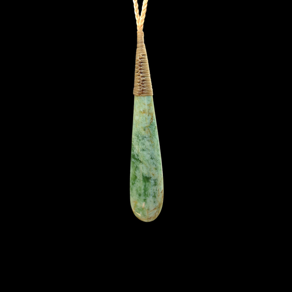 Roimata Flower Jade Inanga - Teardrop Pendant