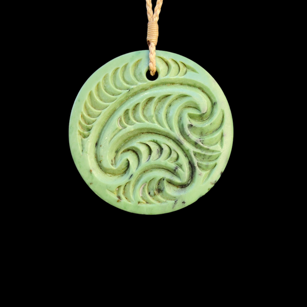 Porowhita Kōkopu- Greenstone Disc Pendant