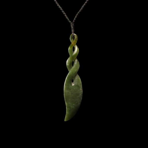 Pikorua Inanga - Greenstone Twist Pendant - Sands Carving Studio