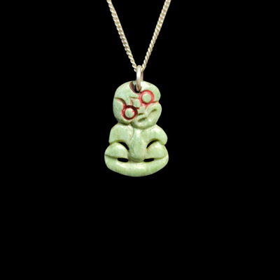 Hei Tiki Inanga - Greenstone Tiki Pendant - Sands Carving Studio