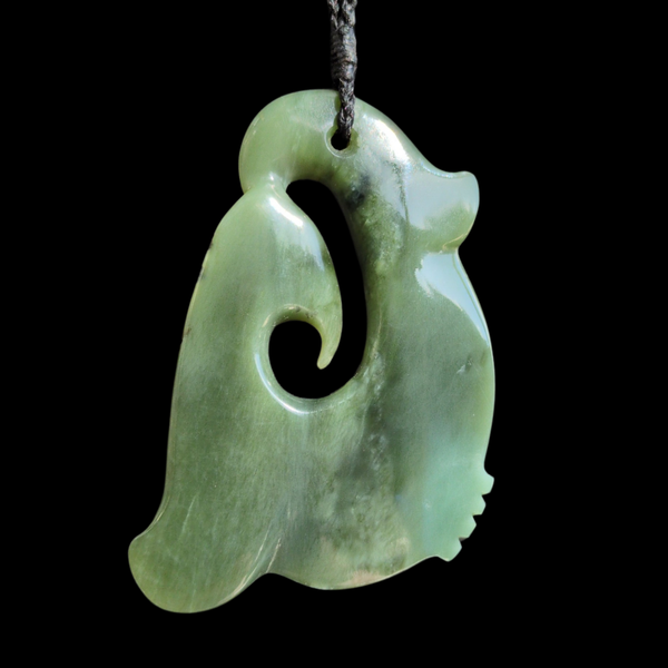 Hei Matau Inanga - Greenstone Fishhook Pendant