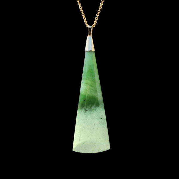 Hei Toki Koura Kahurangi- Gold-capped Greenstone Toki Pendant - Sands