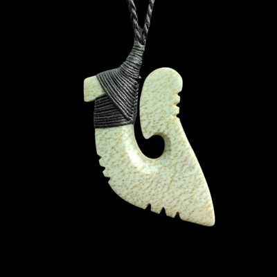Hei Matau Kōkopu - Greenstone Fishhook Pendant