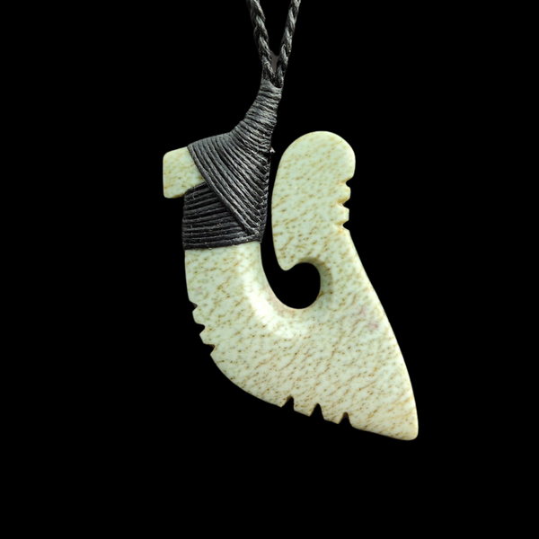 Hei Matau Kōkopu - Greenstone Fishhook Pendant