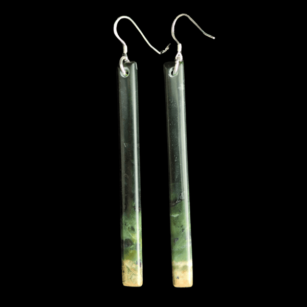 Mau Taringa Tangiwai - Pounamu Earrings - Sands Carving Studio