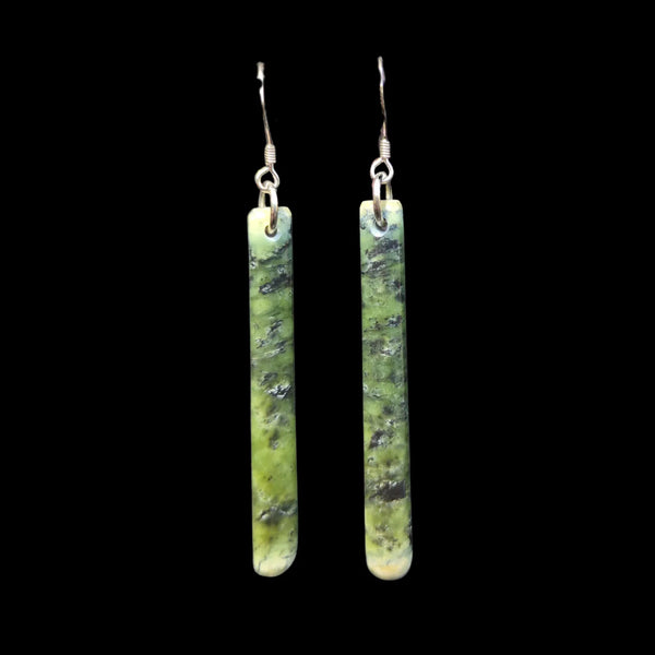 Mau Taringa Nelson Tangiwai - Pounamu Earrings - Sands Carving Studio