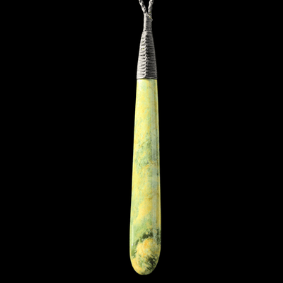 Roimata Raukaraka - Greenstone Teardrop Pendant Front - Sands Carving Studio