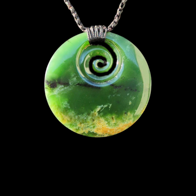 Koru Raukaraka - Greenstone Spiral Pendant