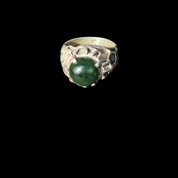 Kawakawa Pounamu Ngā Riingi-Sterling Silver and Greenstone Ring
