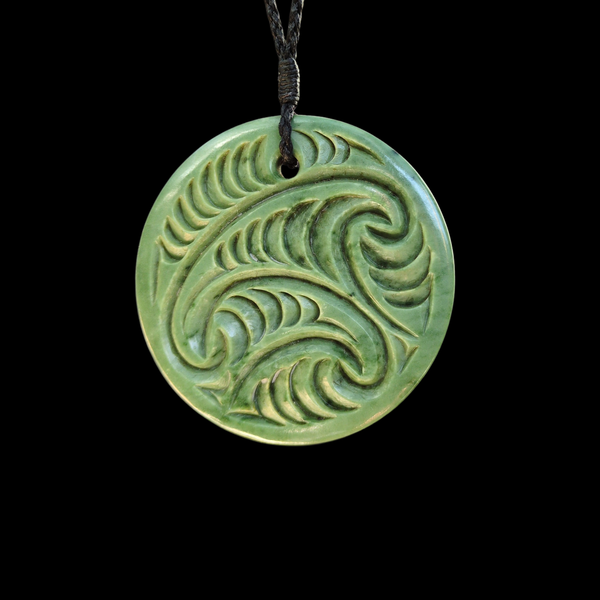 Porowhita Kōkopu- Greenstone Disc Pendant