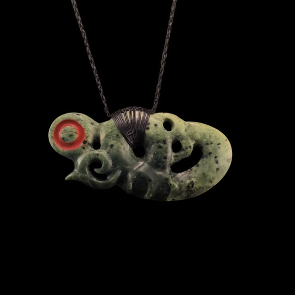 Manaia Kōkopu - Greenstone Guardian Pendant - Sands Carving Studio