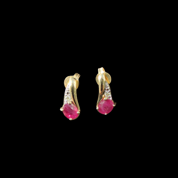 9ct Gold Ruby and Diamond Stud Earrings