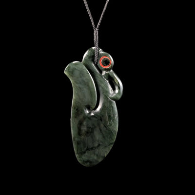 Manaia Kawakawa - Greenstone Guardian Pendant - Sands Carving Studio