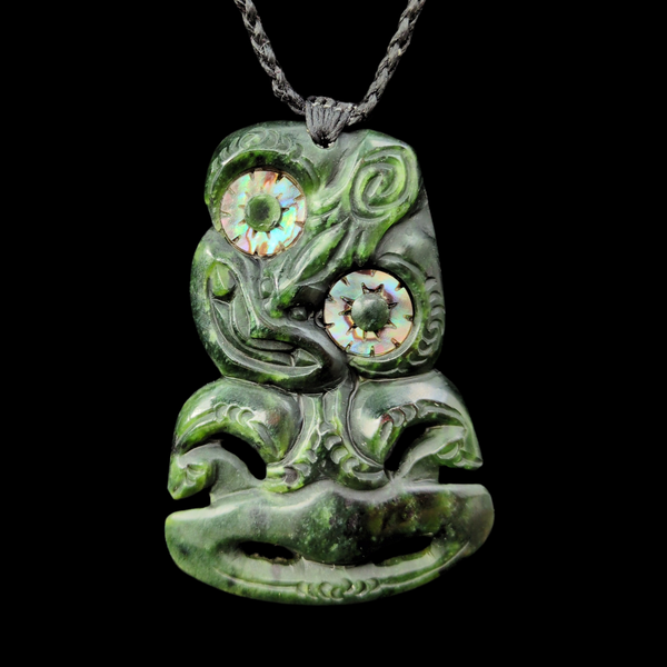 Hei Tiki Kawakawa - Greenstone Tiki Pendant