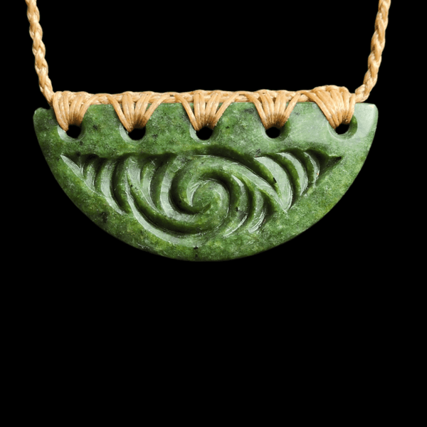Kōuma Kawakawa - Greenstone Breastplate Pendant Front - Sands Carving Studio