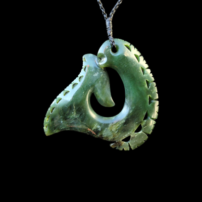 Hei Matau Kawakawa - Greenstone Fishhook Pendant