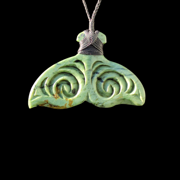 Hiku Tohorā  Kōkopu- Greenstone Whale Tail Pendant