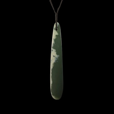 Roimata Inanga - Greenstone Teardrop Pendant - Sands Carving Studio
