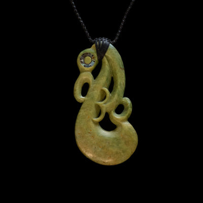 Manaia Inanga - Greenstone Guardian Pendant - Sands Carving Studio