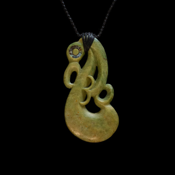 Manaia Inanga - Greenstone Guardian Pendant - Sands Carving Studio