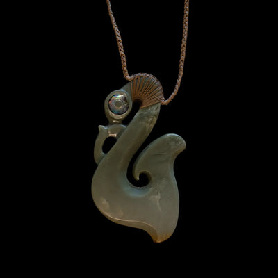 Matau-Manaia Inanga - Pounamu Hook Guardian Pendant - Sands Carving Studio