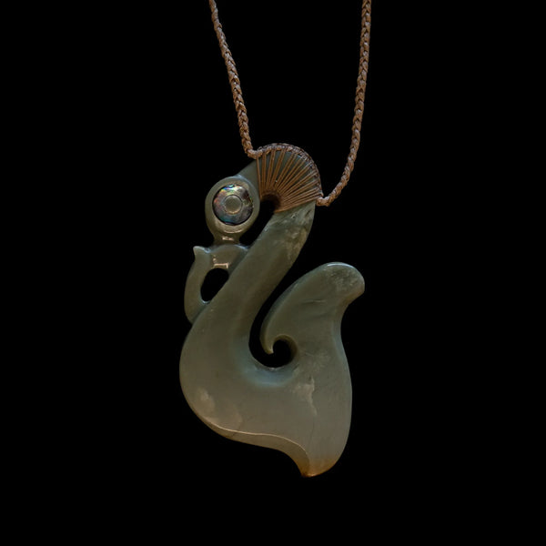 Matau-Manaia Inanga - Pounamu Hook Guardian Pendant - Sands Carving Studio