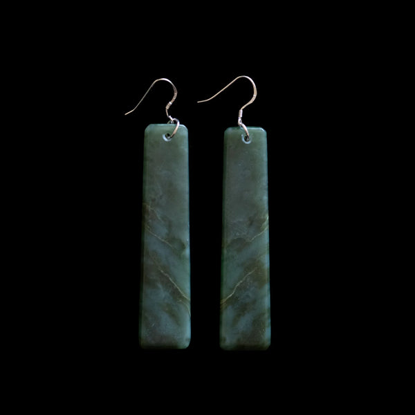 Mau Taringa Kahurangi - Greenstone Earrings - Sands Carving Studio