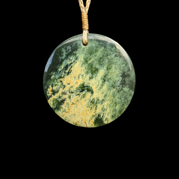 Porohita Black Marsden Raukaraka - Greenstone Disc Pendant