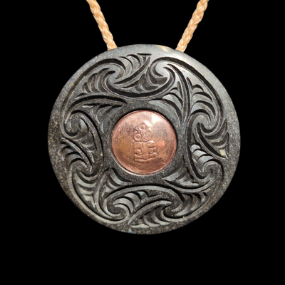 Porohita Onewa- Basalt Disc Pendant
