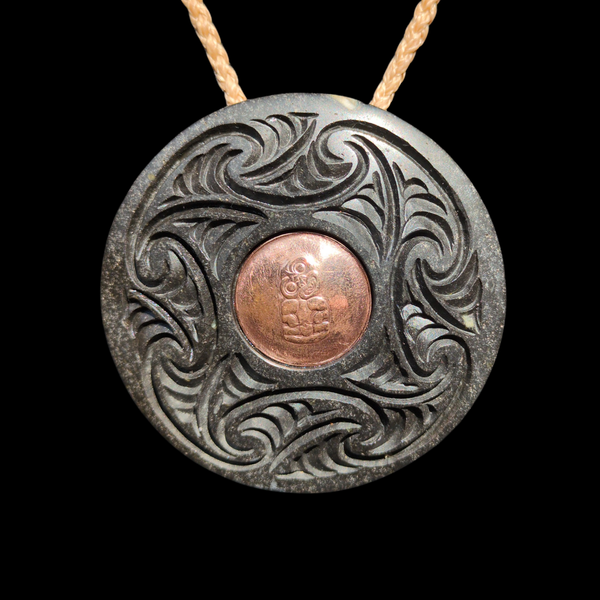 Porohita Onewa- Basalt Disc Pendant