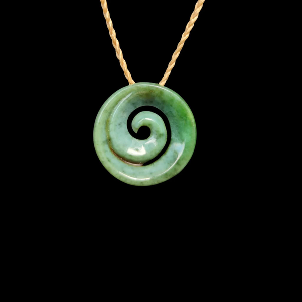 Koru Inanga- Greenstone Spiral Pendant - Sands Carving Studio