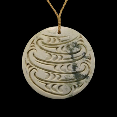 Porohita Inanga - Greenstone Disc Pendant - Sands Carving Studio