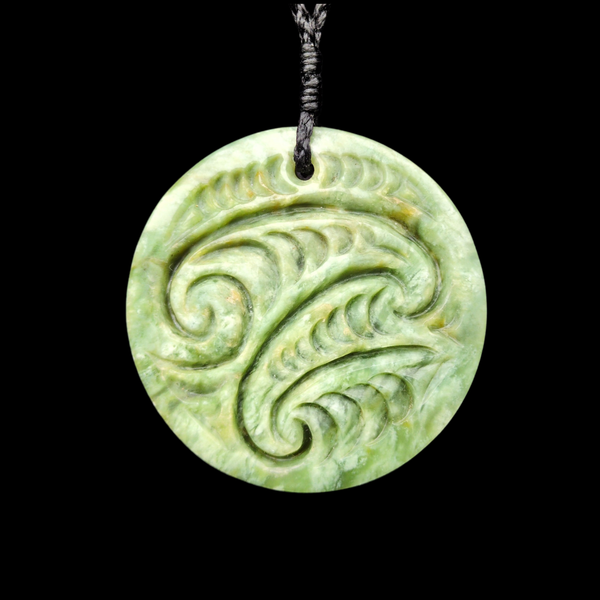 Porohita Inanga- Greenstone Disc Pendant