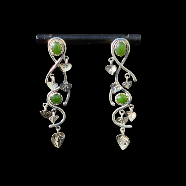 Mau Taringa Sterling Silver and Kahurangi - Pounamu Earrings