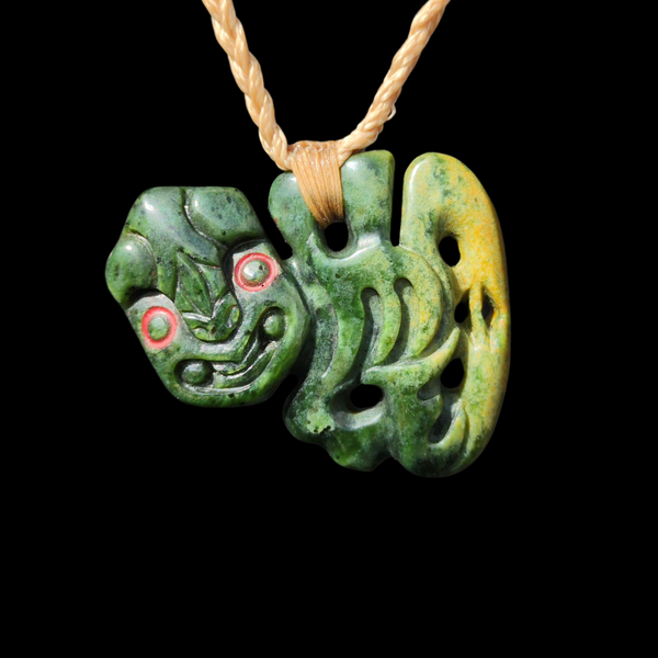 Hei Tiki Raukaraka - Greenstone Tiki Pendant