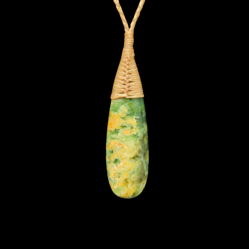 Roimata | Greenstone & Bone Tear Drop Pendants - Sands Carving Studio