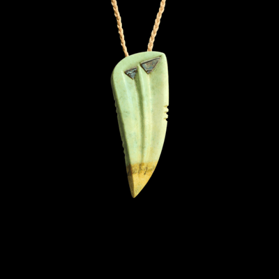 Rei Puta Inanga - Greenstone Tooth Pendant Front - Sands Carving Studio