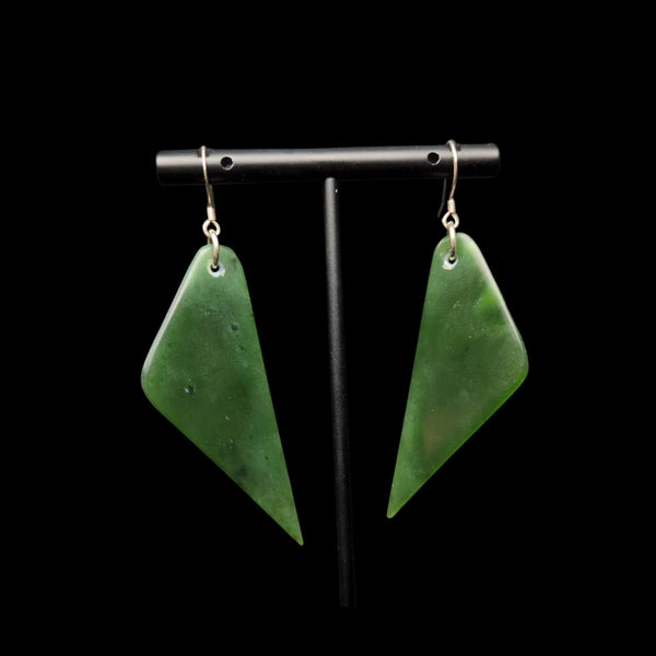 Mau Taringa Kawakawa - Pounamu Earrings - Sands Carving Studio