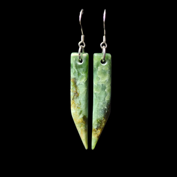 Mau Taringa Totoweka - Pounamu Earrings - Sands Carving Studio