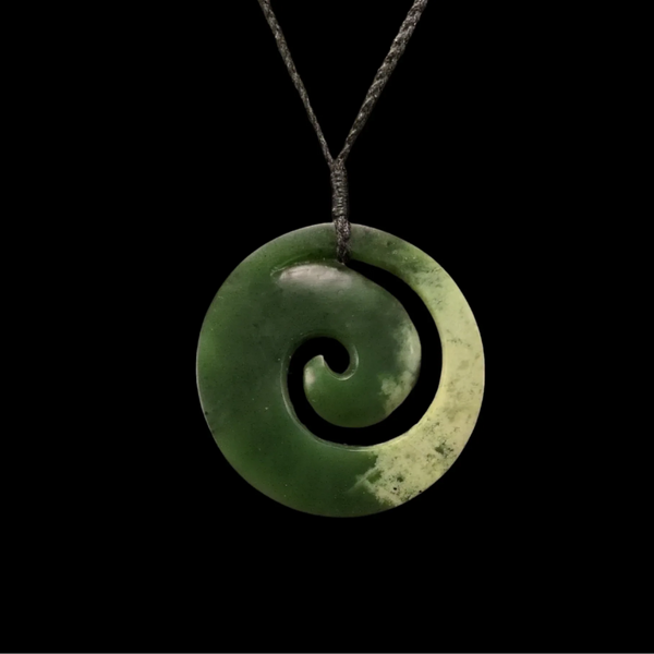 Koru Kahurangi - Greenstone Spiral Pendant - Sands Carving Studio