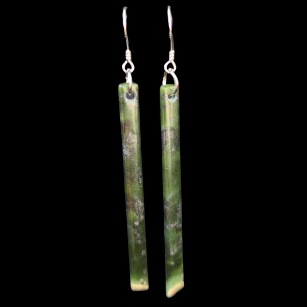 Mau Taringa Nelson Tangiwai - Pounamu Earrings - Sands Carving Studio
