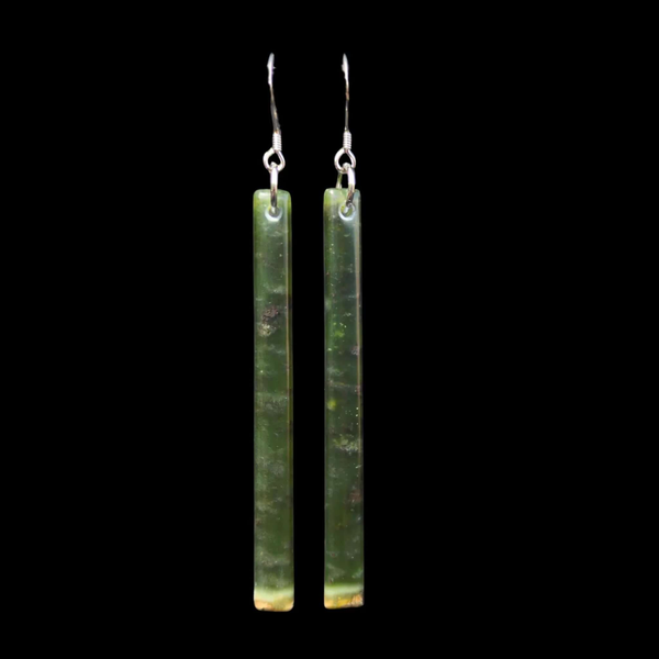 Mau Taringa Nelson Tangiwai - Pounamu Earrings - Sands Carving Studio