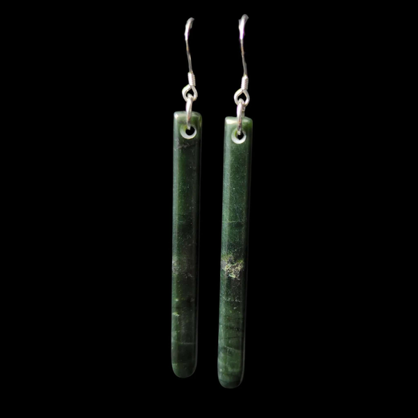 Mau Taringa Nelson Tangiwai - Pounamu Earrings - Sands Carving Studio