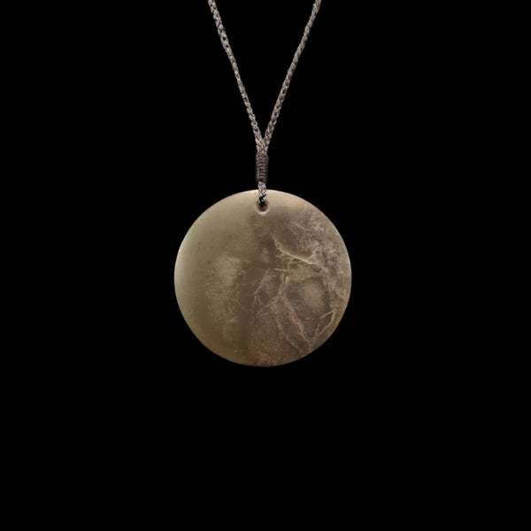 Porohita Totoweka - Greenstone Disc Pendant - Sands Carving Studio