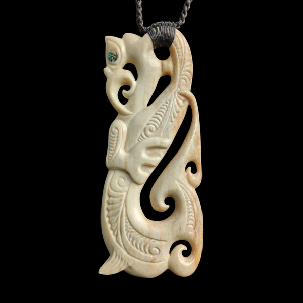 Manaia Ūpokohue - Whale Bone Guardian Pendant